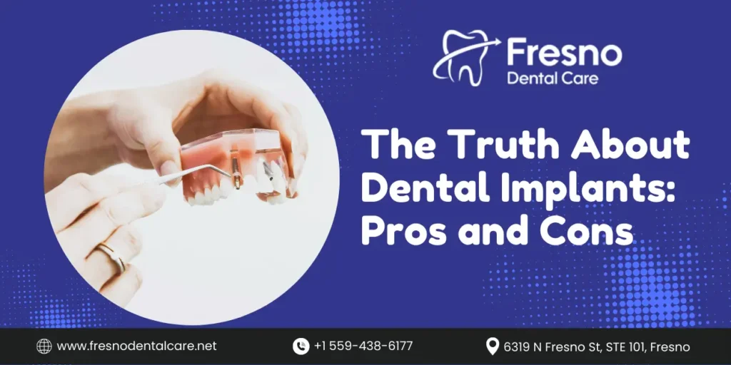 A dentist demonstrating how dental implants work using a model